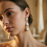 Silver Triangle Pearl Earrings