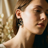 Vintage Black Flower Drop Earrings