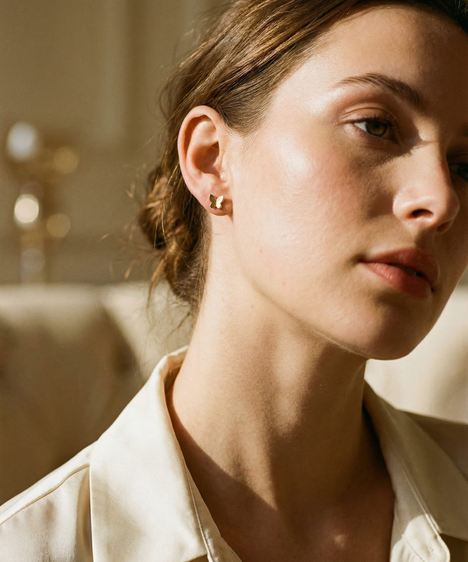 Small Gold Papillon Earrings