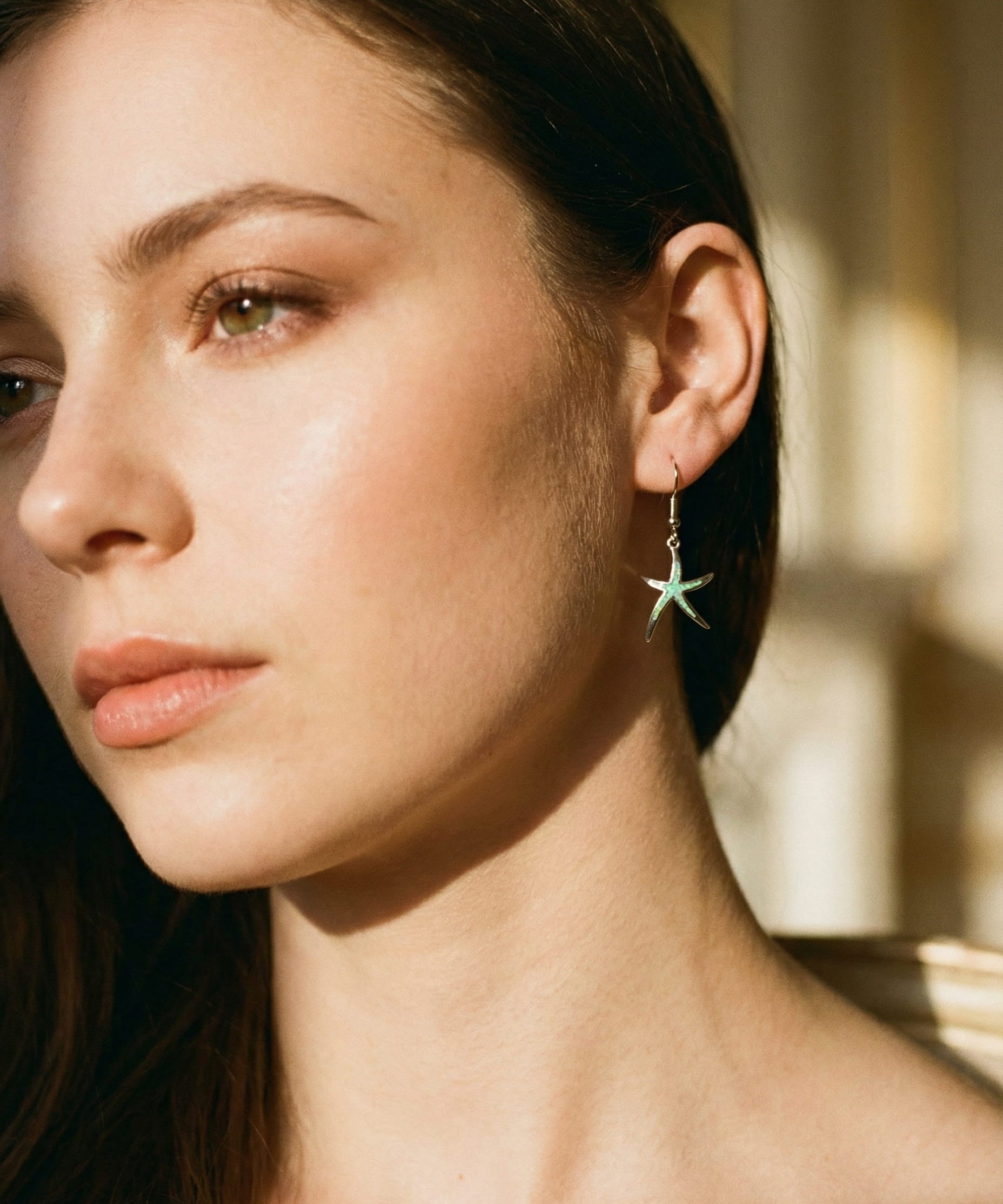 Starfish Earrings in Opal and Silver