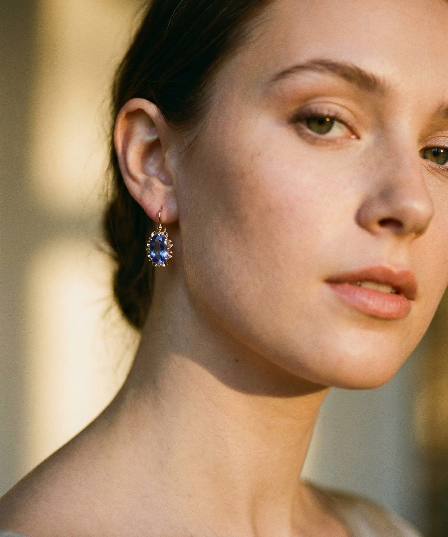 Vintage Earrings with Blue Cubic Zirconia