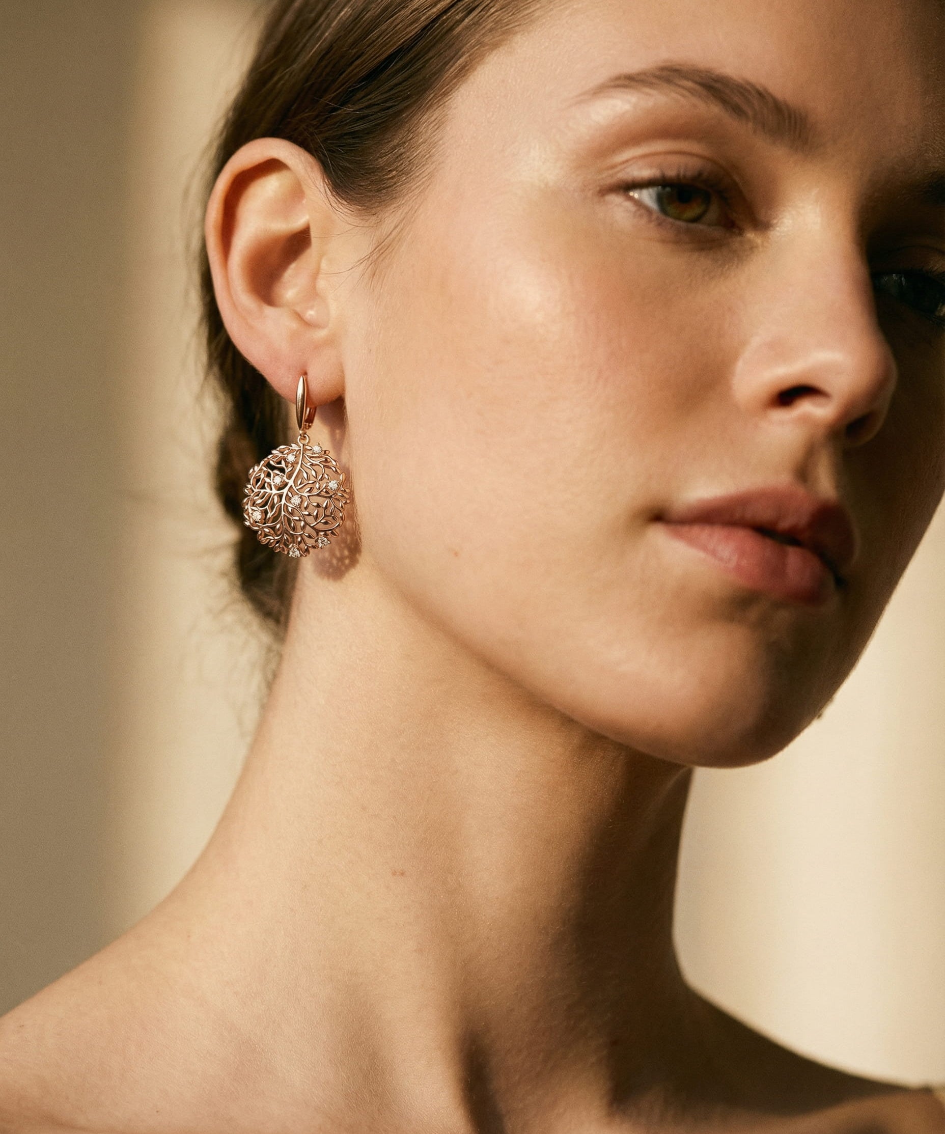 Elegant Round Branch Earrings with Cubic Zirconia