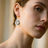 Vintage Drop Earrings with Flower and Pearl