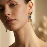 Vintage Gold Earrings with Blue Pearls