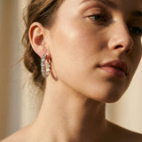 Elegant Turquoise and Cubic Zirconia Gold Earrings