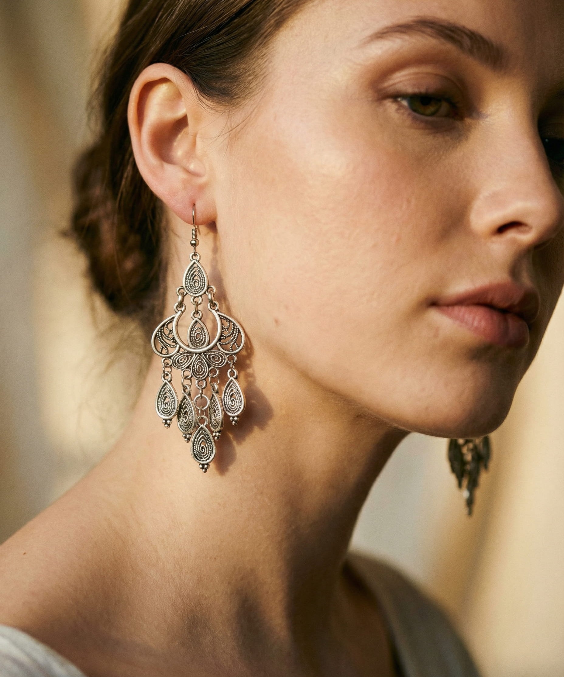 Antique Silver Earrings with Pendant
