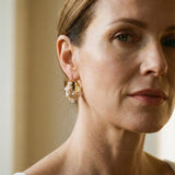 Vintage Gold Pearl Hoop Earrings