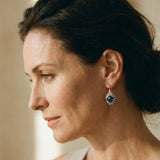Gold and Silver Blue Crystal Earrings