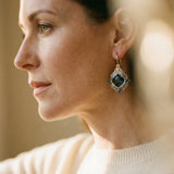Gold and Silver Blue Crystal Earrings
