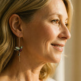 Enamel Hummingbird and Cubic Zirconia Earrings