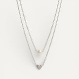 Silver Heart and Pearl Necklace