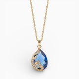 Blue Crystal with Gold Necklace and Earrings Set