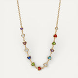 Multicoloured Crystal Heart Necklace