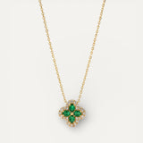 Gold Emerald Shimmering Clover Necklace