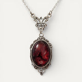 Vintage Silver and Red Quartz Pendant Necklace