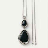 Elegant Vintage Black Stone Pendant Necklace