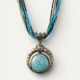 Vintage Ethnic Green Crystal Pendant Necklace