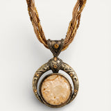 Vintage Ethnic Green Crystal Pendant Necklace