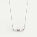 Climbing Cat Necklace in Silver