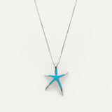 Blue Opal and Silver Starfish Necklace