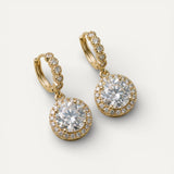Round Moissanite Drop Earrings
