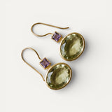 Gold Green Crystal Earrings