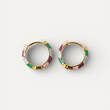 Elegant Gold Multicoloured Enamel Earrings