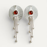 Hollow Red Stone Drop Earrings