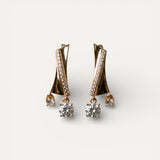 Elegant Irregular Gold and Cubic Zirconia Earrings