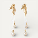 Elegant Leaf-Shaped Pearl Earrings