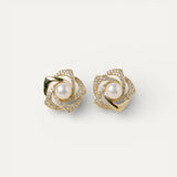 Elegant Sparkling Spiral Pearl Earrings