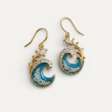 Gold Sparkling Ocean Wave Earrings