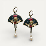 Boho Red Crystal and Pearl Earrings