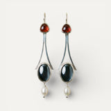 Vintage Red Crystal and Pearl Earrings