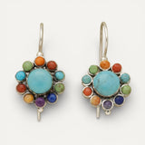 Multicoloured Stone Flower Earrings