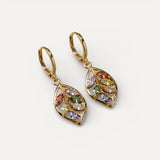 Multicoloured Crystal Leaf Earrings