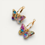 Hand-Painted Enamel Crystal Butterfly Earrings