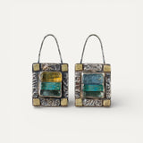 "Antique" Blue and Green Crystal Earrings
