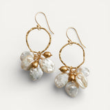 Vintage Gold Pearl and Flower Drop Earrings