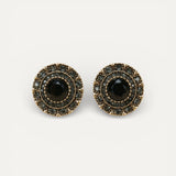 Elegant Round Black Crystal Earrings