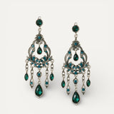 Blue Crystal and Pom-Pom Earrings