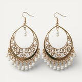 Timeless White Bead Mandala Earrings