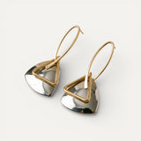 Retro Silver Triangular Pendant and Curved Hook Earrings