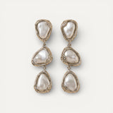 Silver Triangle Pearl Earrings