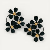 Vintage Black Flower Drop Earrings