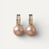 Gold Earrings with Pink Pearl and Cubic Zirconia