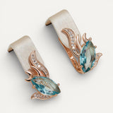 Elegant Turquoise Crystal Gold Earrings