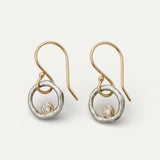Vintage Gold and Silver Earrings with Cubic Zirconia