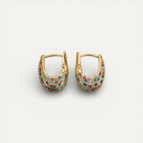 Elegant Colourful Earrings with Inlaid Crystals