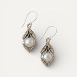 Vintage Silver Earrings with Pearl Drops